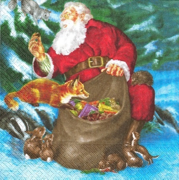 Serviette Samichlaus mit Fuchs